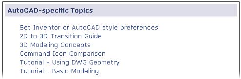Ajuda para usuários do AutoCAD Usuários do AutoCAD podem usar os tópicos da Ajuda criados especificamente para eles