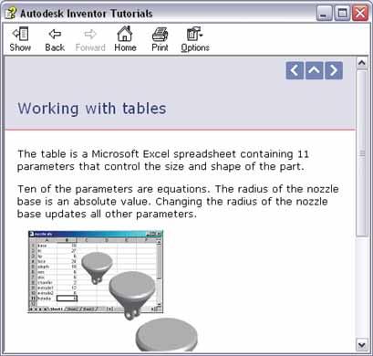 A ilustração a seguir mostra a página Working with Tables do