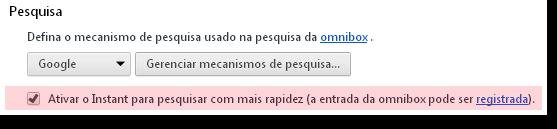 Para pesquisar e navegar mais rapidamente na web é preciso ativar o recurso Instant da barra de endereço.