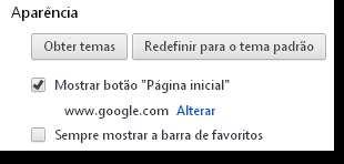 Abre uma página específica ou um conjunto de páginas. Configurar páginas. Aparência Esta seção disponibiliza para você, recursos para alterar a aparência do seu navegador.