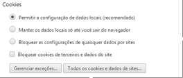 Para acessar esta janela precisamos clicar no botão menu localizado no canto superior direito do navegador, selecionar a opção configurações, clicar no link Mostrar configurações avançadas.