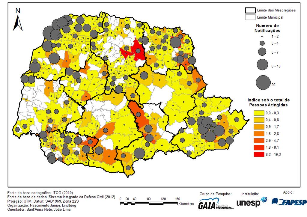 Figura 3 Desastres notificados e pessoas atingidas nos meses equivalentes à Estação Seca 1980 a 2011 Essa seletividade remete ao nível de vulnerabilidade ligado à variabilidade das chuvas e do clima