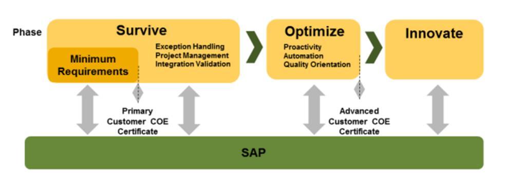 3. Gestão de Serviços de Implementação de Sistemas SAP Ambos os níveis da certificação CCOE SAP exigem um trabalho exigente e dedicação por parte da equipa responsável pelo centro de excelência