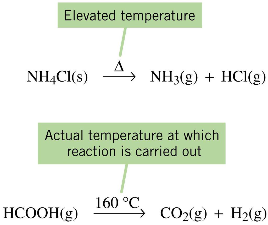 Equações químicas Temperatura elevada Informações adicionais sobre as condições