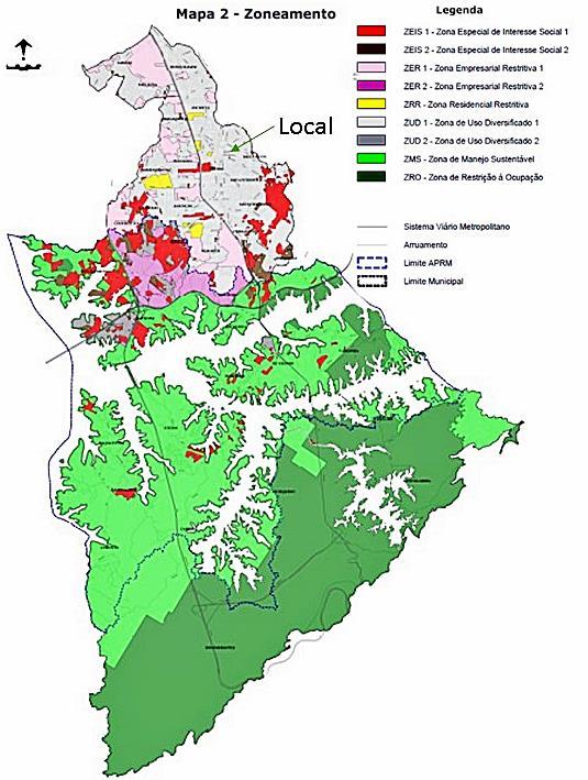 1.8 ZONEAMENTO 14 ZUD 1 Zona de Usos Diversificados1 (Mapa 2 Zoneamento) Fonte: L.M. 6184/11- Plano Diretor de São Bernardo do Campo.