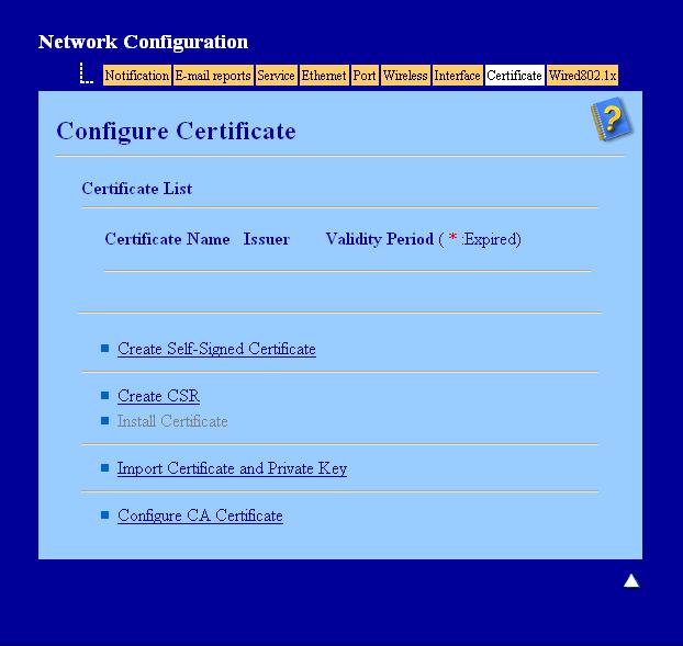 Funcionalidades de segurança Configurar certificado utilizando a gestão baseada na web 7 Esta funcionalidade pode ser configurada utilizando apenas a gestão baseada na web.