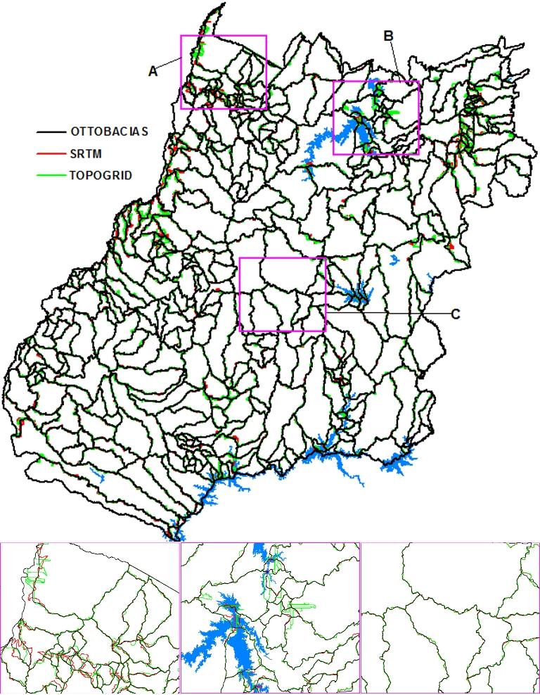20 - Limites das bacias hidrográficas do Estado de Goiás e Distrito Federal gerados