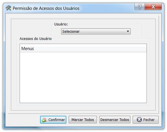 9 4.1 PERMISSÃO DE ACESSOS Através da tela de permissão de acessos é possível bloquear ou dar acessos a qualquer parte do sistema a um usuário.