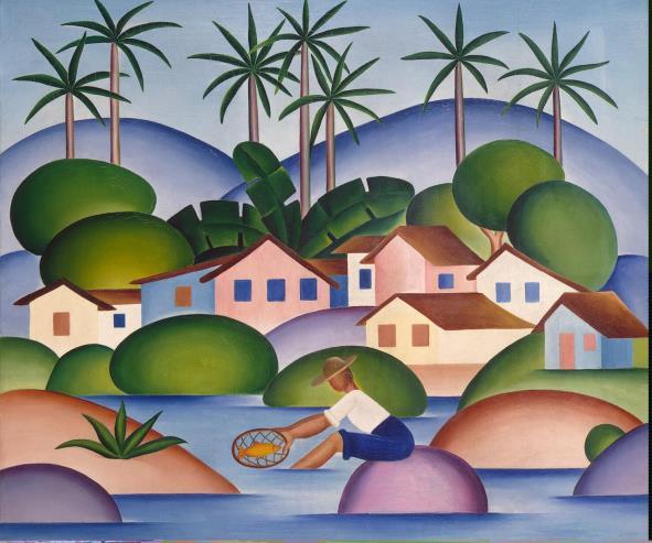 QUESTÃO 6 LEIA a imagem, que é uma tela de Tarsila do Amaral. Imagem disponível em:<https://www.wikiart.org/en/tarsila-do-amaral/an-angler-1925> Acesso em: 18 abr. 2018.