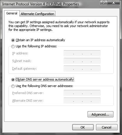 Obtain an IP address automatically