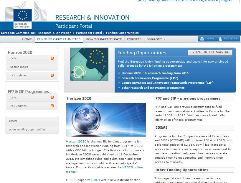 Participant Portal http://ec.europa.