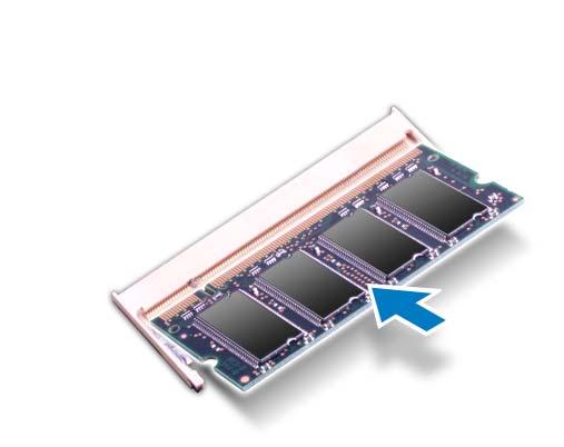 Instalar o(s) módulo(s) de memória Procedimento 1 Alinhe o entalhe do módulo de memória com a aba do conector.