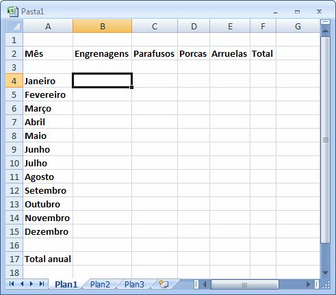 usando o programa Microsoft Office Excel 2007, mas o procedimento descrito aplica-se a qualquer programa de planilha.