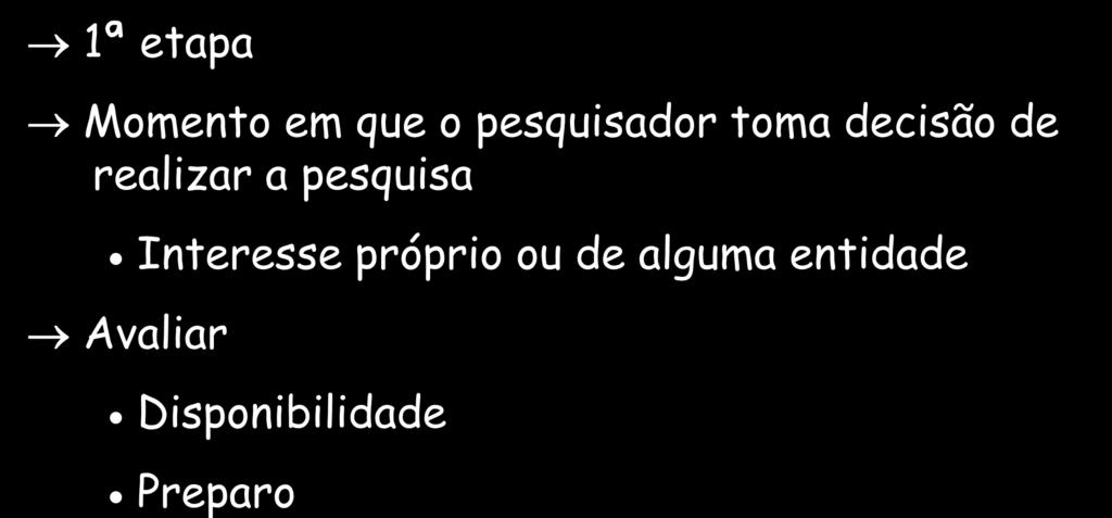 PESQUISA - PREPARAÇÃO DECISÃO 1ª etapa Momento em