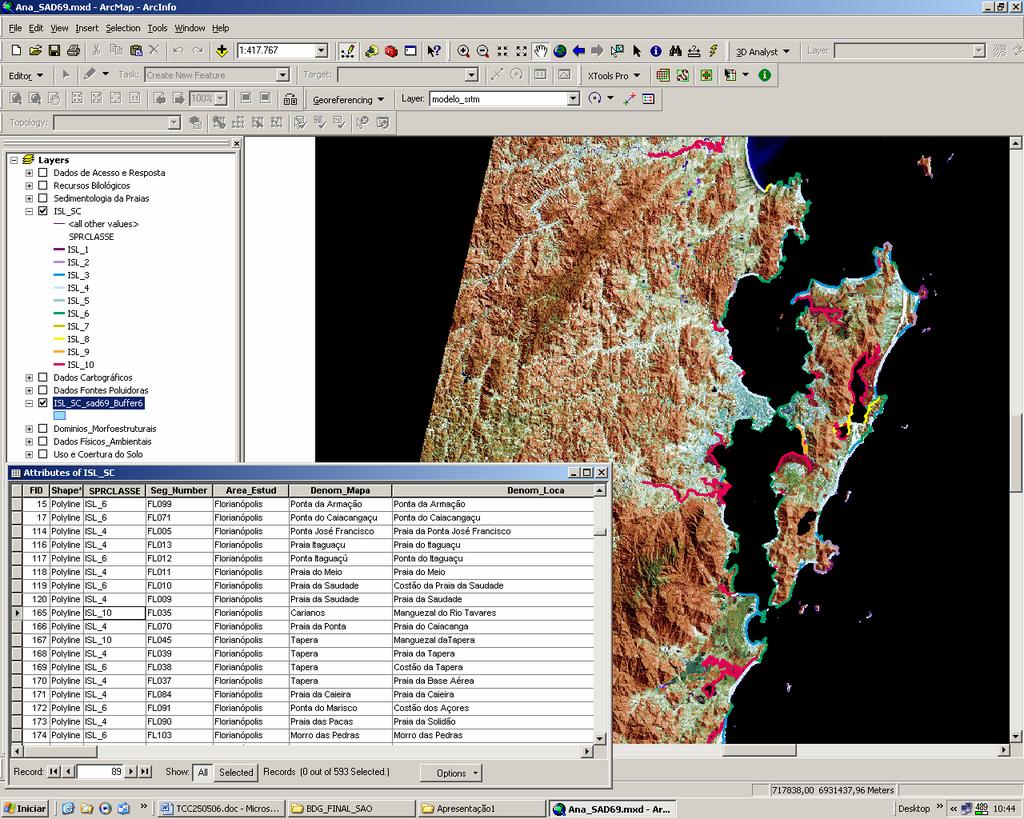 39 ISL Classificados Imagem Landsat de Fundo Tabela de Atributos FIGURA 5.