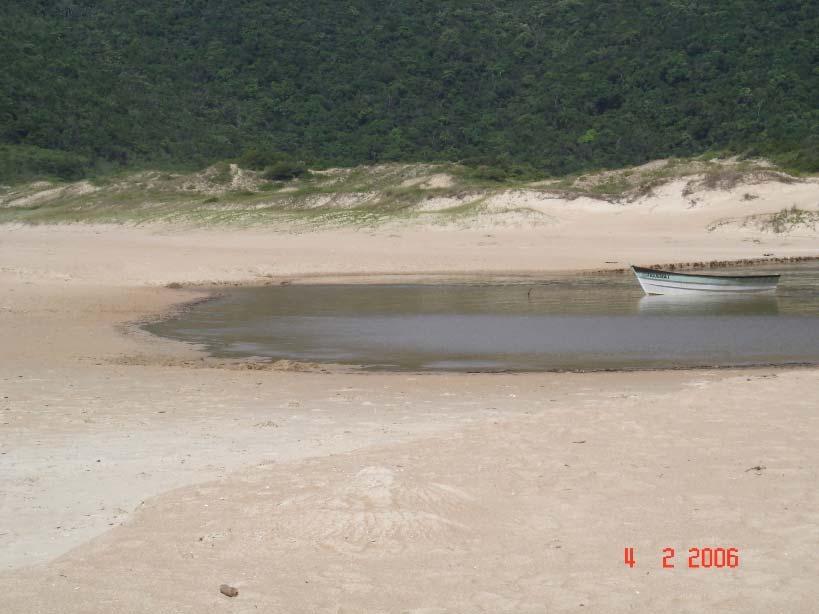 Tipo de Arrebentação Declividade da face Mergulhante 9 FIGURA 20: Praia intermediária com areia média/ fina. Ambiente preservado. Foto: Ana Silva.