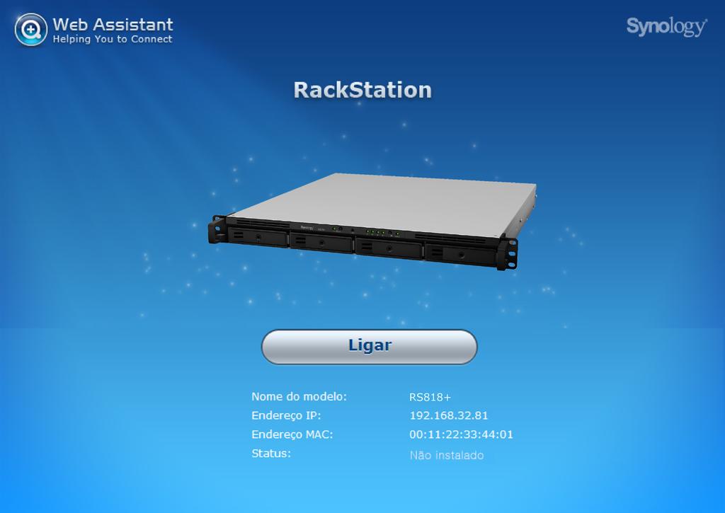 Capítulo Instalar DSM na RackStation 3 Após a conclusão da configuração de hardware, instale o DiskStation Manager (DSM) (sistema operativo da Synology baseado num browser) na sua RackStation.