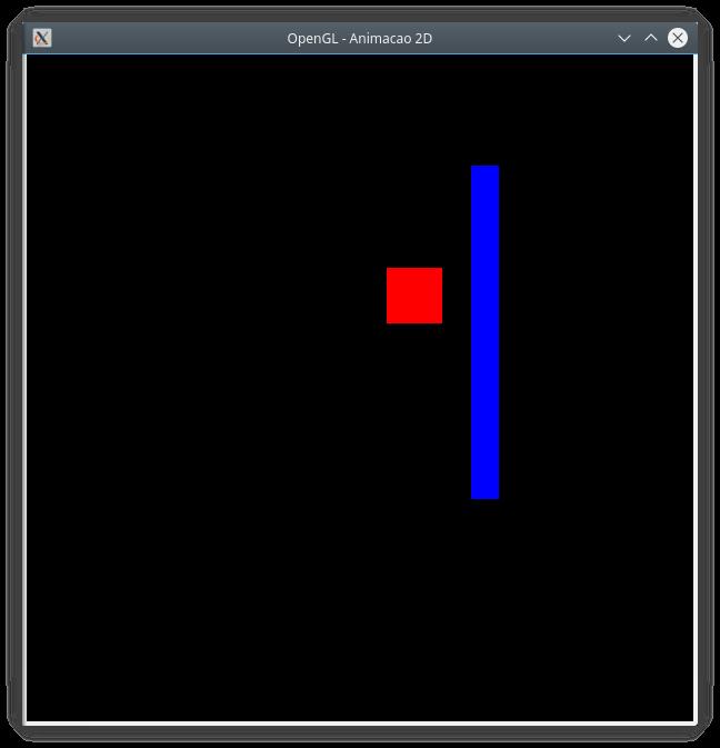 Por sua vez, o objeto vermelho poderá ser movido por meio das teclas de setas (para esquerda, direita, para cima ou para baixo), sem atravessar o objeto azul, que