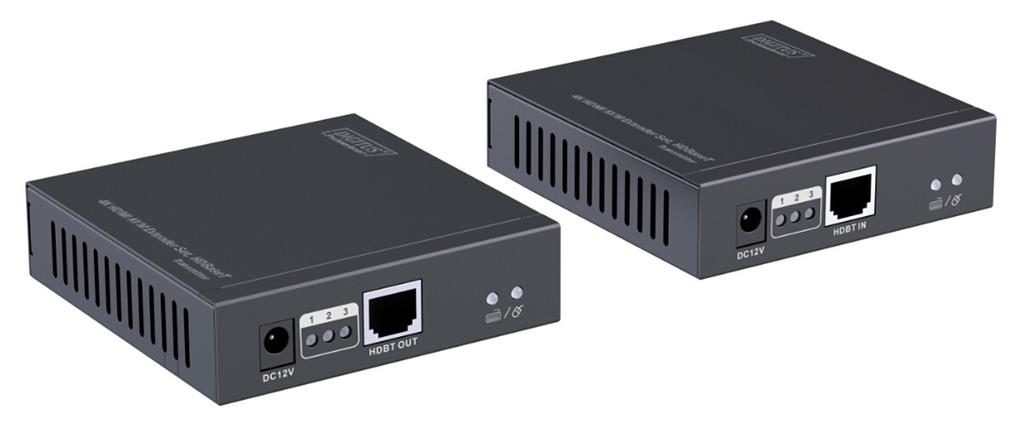 Conjunto Extensor KVM 4K HDMI, HDBaseT Manual DS-55502 O kit de extensores HDMI 4K KVM Digitus é constituído por uma unidade emissora (localização local), assim como por uma unidade recetora
