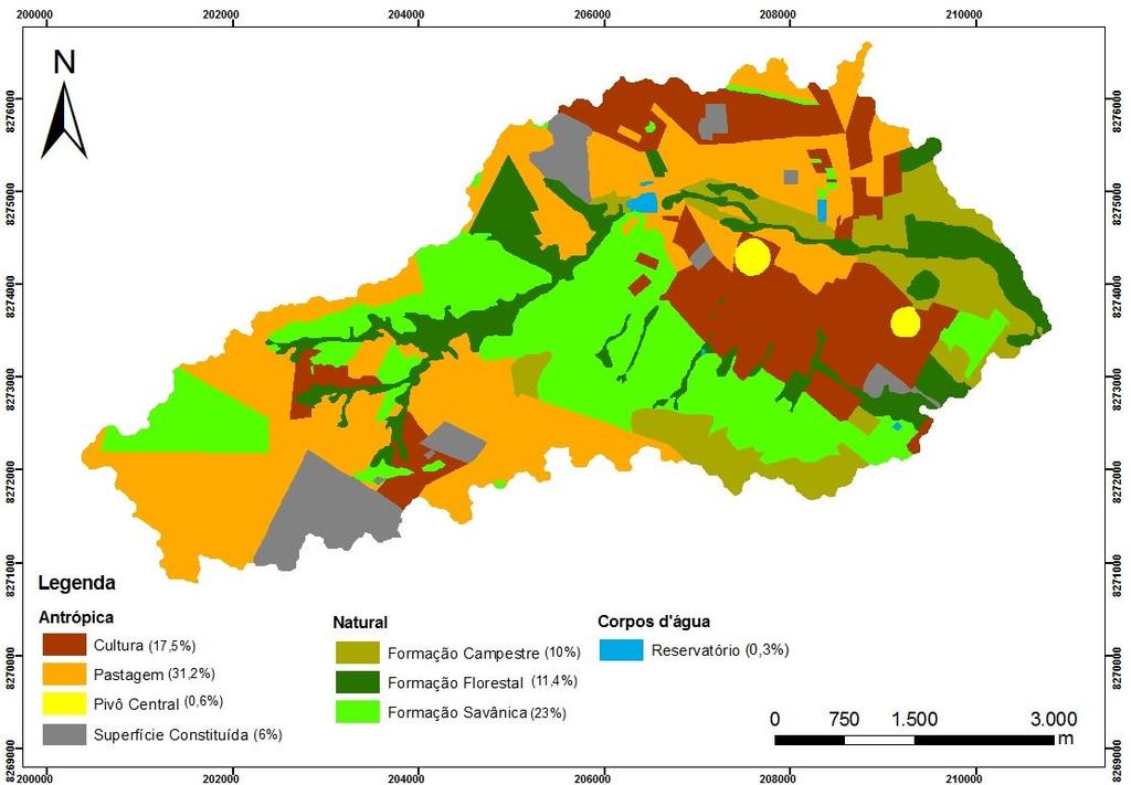 3.2. Evolução temporal da cobertura da terra Nesta etapa foram utilizadas imagens do sensor Landsat TM-5, órbita 221 e ponto 071, adquiridas diretamente da página eletrônica do Instituto Nacional de