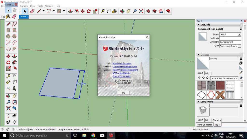 3.8 - Menus principais: Ajuda Bem vindo ao SketchUp Centro de dados Entra em contato com os servidores do software através