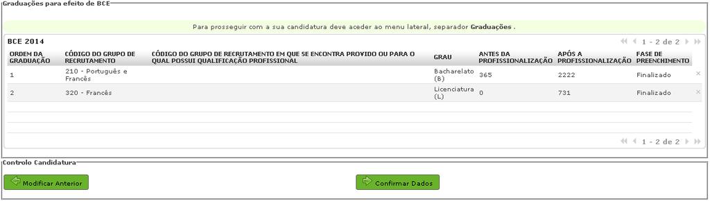 botão Novo. Este procedimento deverá ser replicado, tantas vezes quantos os grupos de recrutamento, aos quais se pretende candidatar.