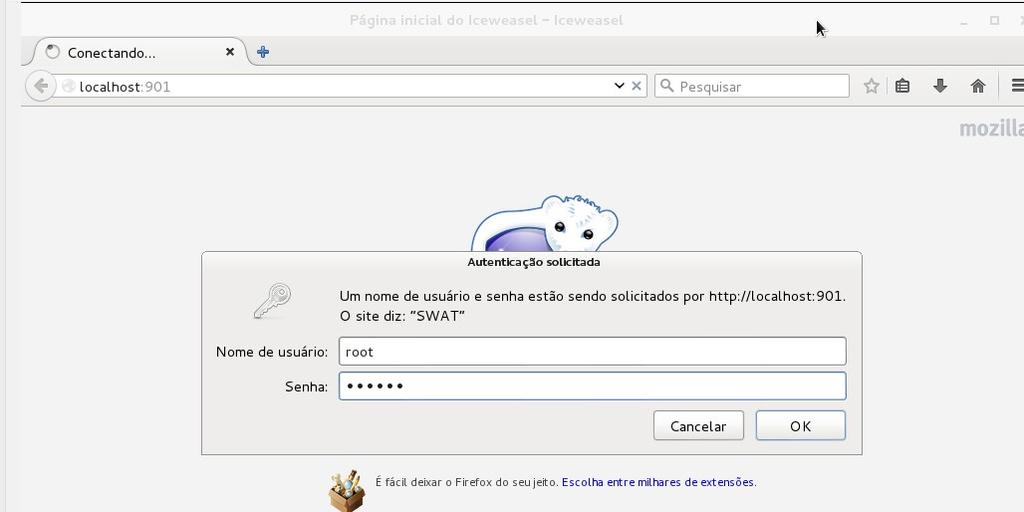 11 Para acessar o Swat, basta abrir o Browser disponível e acessar o endereço http://localhost:901.