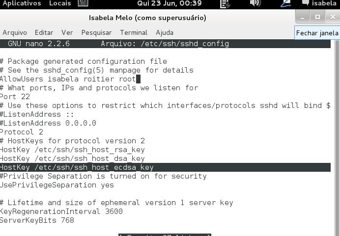 Defini na linha PermitRootLogin o acesso remoto do administrador root no ssh.