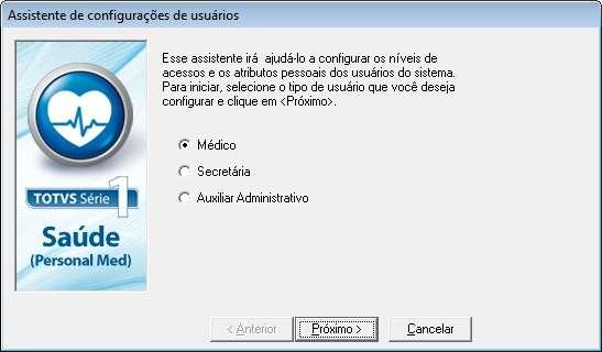 Usuário > Assistente de Configurações