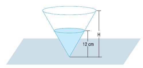 A razão entre o volume de A e o volume de B e: a) 7 8 b) 7 1 c) 1 d) 8 1 e) 7 6) (UERJ) A figura abaixo representa um recipiente cônico com solução aquosa de