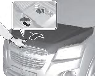 Black plate (7,1) Cuidados com o veículo 10-7 1. Puxe a alavanca de liberação do capô dentro do veículo. Ela fica localizada no lado esquerdo inferior do painel de instrumentos.