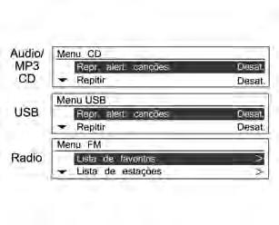 Entrada de reprodução de áudio de CD/MP3/USB/iPod /Bluetooth ou de som externo (AUX) Pressione repetidamente o botão CD/AUX para escolher as funções do