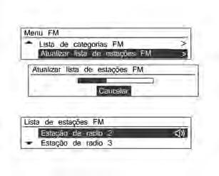 Black plate (21,1) Sistema de conforto e conveniência 7-21 Menu AM/FM - Lista de estações FM/AM Todos os canais de transmissão disponíveis podem ser vistos girando o botão MENU-TUNE (menu-ajustar).