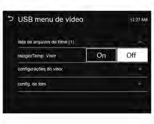 Black plate (59,1) Sistema de conforto e conveniência 7-59 Como usar o menu de vídeos USB 1. A partir da tela de vídeos, pressione [MENU]. Será exibido o menu de vídeos USB. 2.