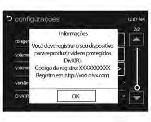 Black plate (72,1) 7-72 Sistema de conforto e conveniência SOBRE O VÍDEO DIVX: DivX é um formato de vídeo digital criado pela DivX, LLC, uma subsidiária da Rovi Corporation.