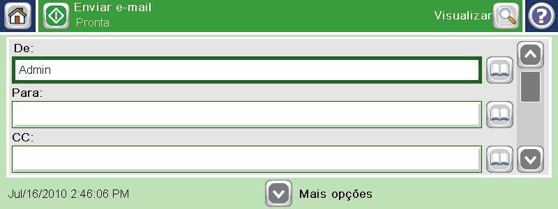 Envie um documento digitalizado para um ou mais endereços de e-mail 1. Coloque o documento voltado para baixo no vidro do scanner ou voltado para cima no alimentador de documentos. 2.