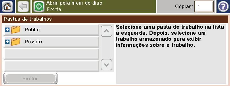 Na tela inicial, toque no botão Abrir a partir da memória do produto. 2.