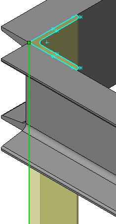 Manual de Treinamento do SolidWorks 2006 Nota 6 Insira o membro estrutural para a perna. Use o perfil da cantoneira 3 x 3 x 0,25 que foi criada no passo anterior.
