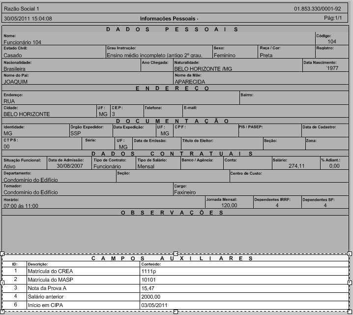 4- Clique em Visualizar. Novidade da versão 15.98/1.4.59 5- Observe que o sistema apresentou as informações dos campos auxiliares.