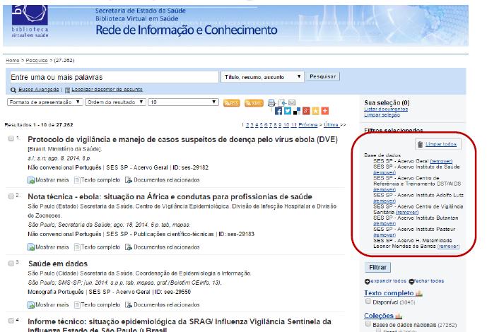 Pesquisa integrada: apresenta o resultado da busca em uma mesma