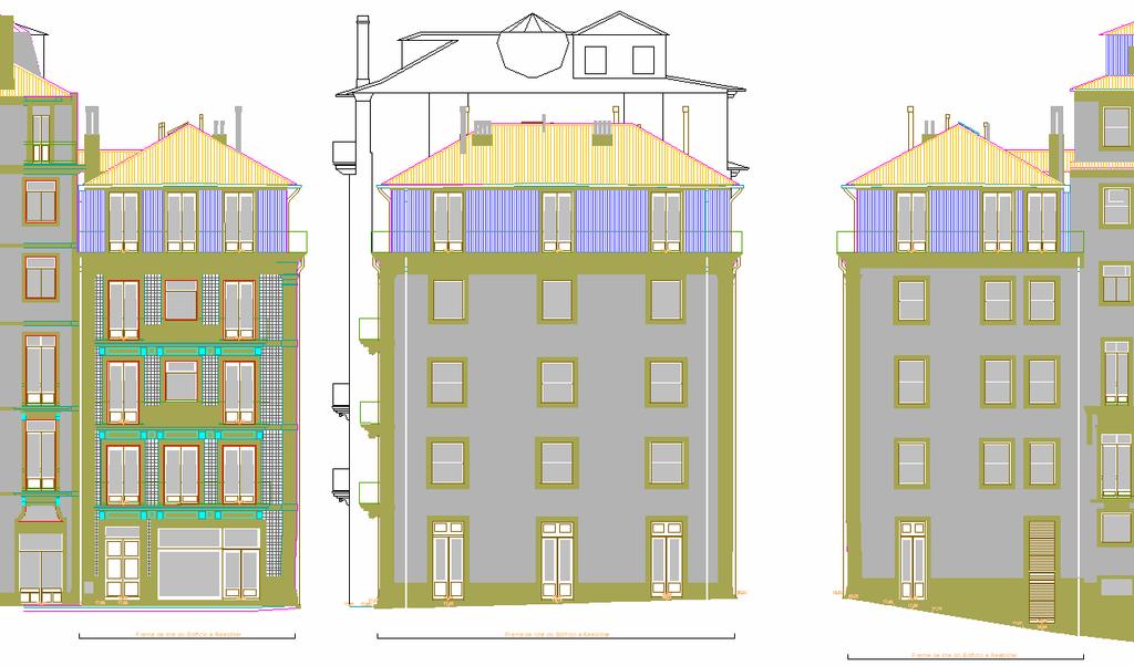 CASO BASE EDIFÍCIO 1 Envolvente descrição geral O edifício seleccionado como ponto de partida do estudo foi um edifício de exposição Norte Sul sendo que a fachada Nascente é contígua a um edifício