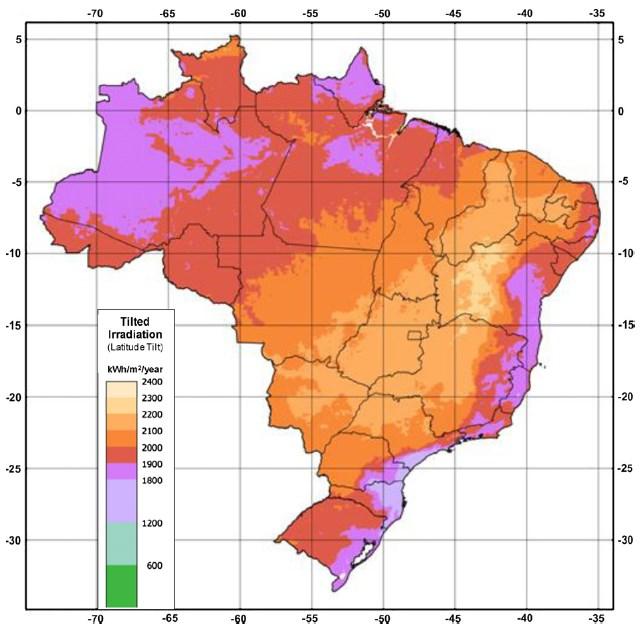 Estimativa da energia produzida Efeito de inclinar o plano receptor: UNIVERSIDADE DE SÃO PAULO 2200 kwh/m 2.