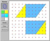 Nesta atividade o professor deve pedir que os alunos construam um paralelogramo e comparem sua área com a de um retângulo, eles devem chegar a constatação que é o mesmo procedimento.