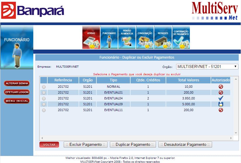 Formas de Exclusão de Pagamento.