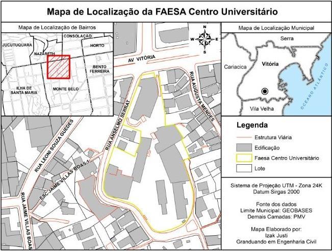 Figura 1. Mapa de localização do Campus I do Centro Universitário da FAESA 6 3 5 4 2 1 Ambientes Fonte: JUSTI, 2017. Figura 2.