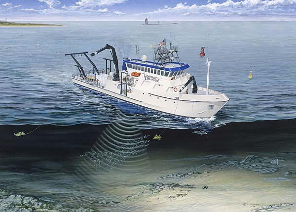 Navio de pesquisa sísmica (RV Research Vessel): Embarcação destinada ao levantamento sísmico de determinada região a ser explorada ou revisada (figura 13).