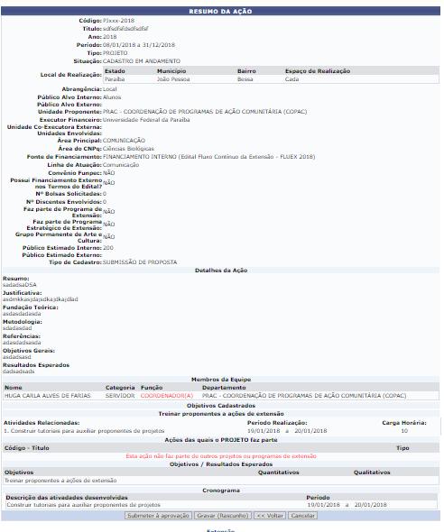 10 Caso deseje gravar a proposta e submeter posteriormente, clique em Gravar (Rascunho).