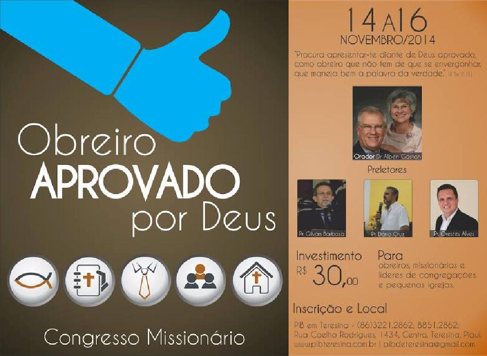 Congresso Missionário Tudo pronto para o Congresso Missionário Obreiro aprovado por Deus : pastas, certificados e crachás.