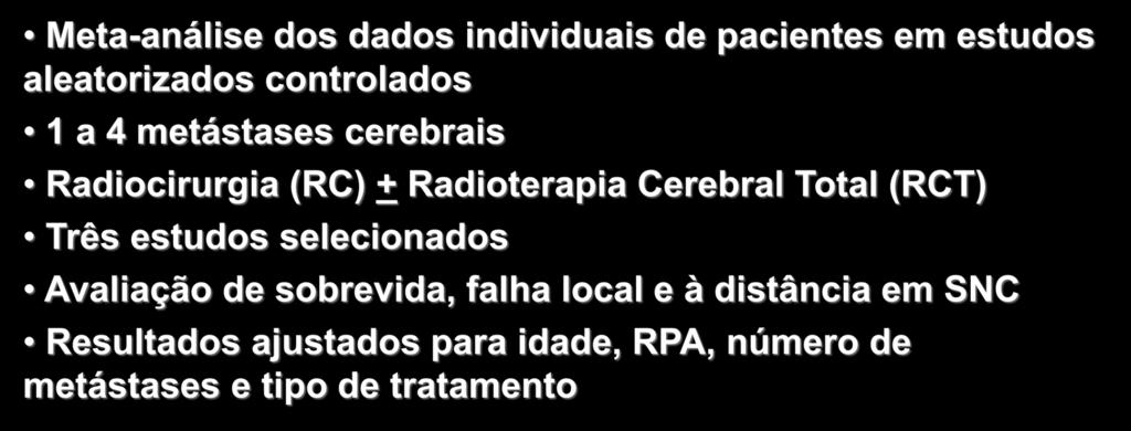 Meta-análise dos dados individuais de pacientes em estudos aleatorizados controlados 1 a 4