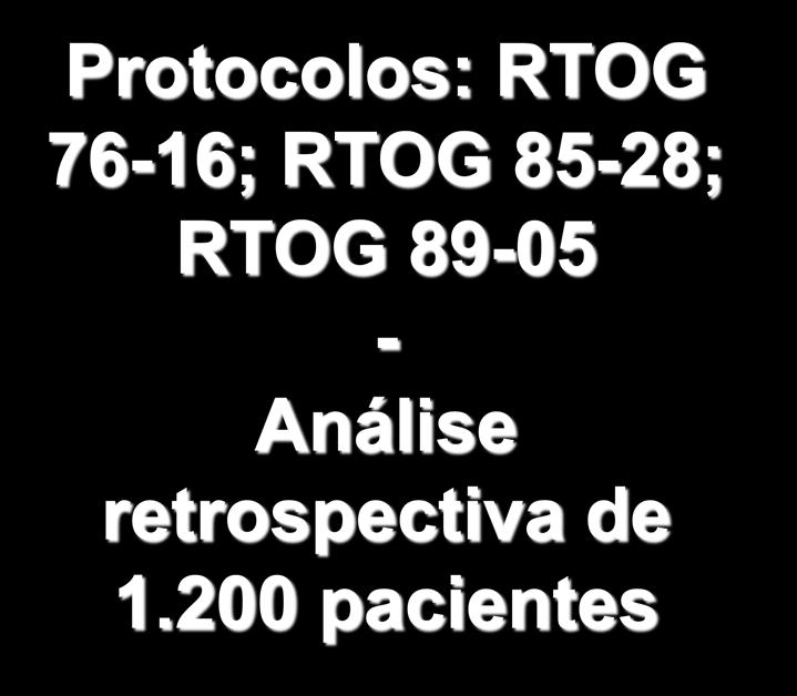 Protocolos: RTOG 76-16; RTOG 85-28;